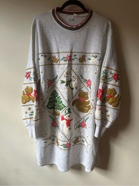 Vintage 80s Christmas Sweatshirt Dress